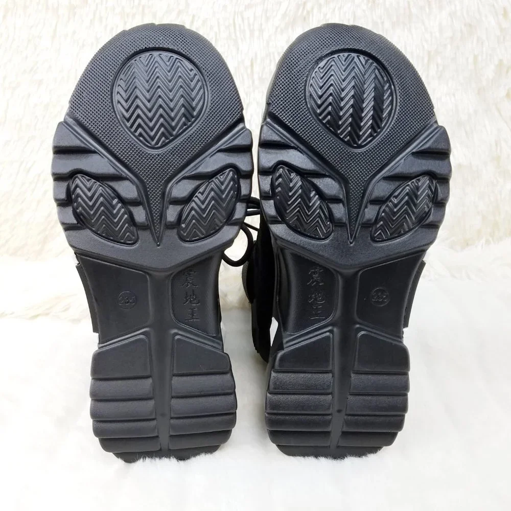 Wang Damson Black Knit Pull On Platform Sneaker Boots 4" Hidden Wedge NIB_11